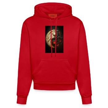 Cyber Yin Yang Gleichgewicht - Organic Fitted Hoodie Made in EU - Rot - Vorne