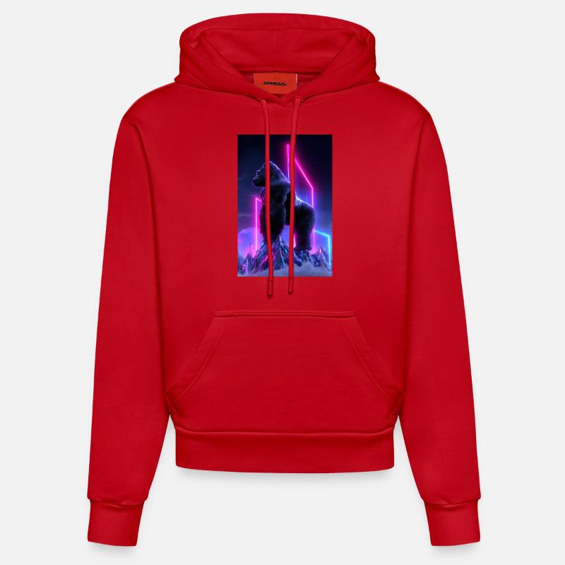 Néon Gorilla Overdrive - Sweat à capuche bio ajusté fabriqué en UE - rouge
