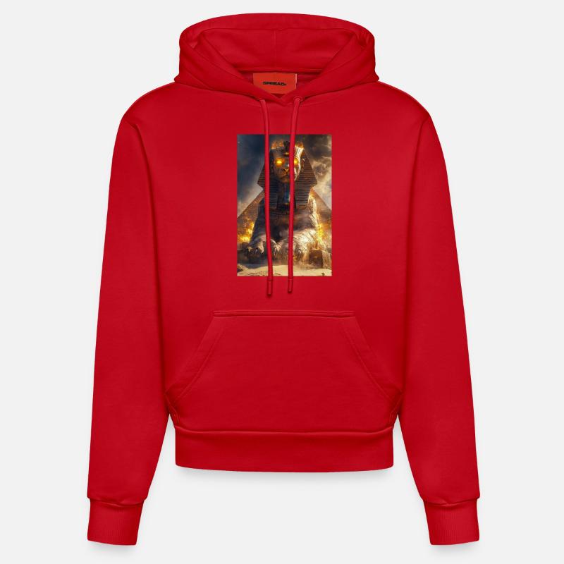 Sphinx de feu éveillé - Sweat à capuche bio ajusté fabriqué en UE - rouge