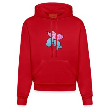 Nilpferd Schmetterling - Organic Fitted Hoodie Made in EU - Rot - Vorne