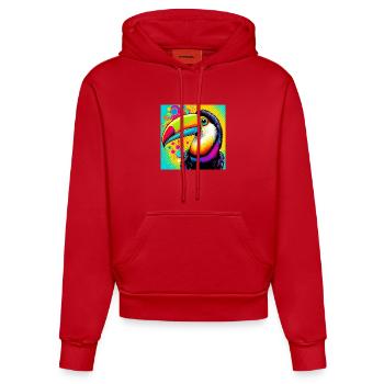Toucan Pop Art - Organic Fitted Hoodie Made in EU - red - Front