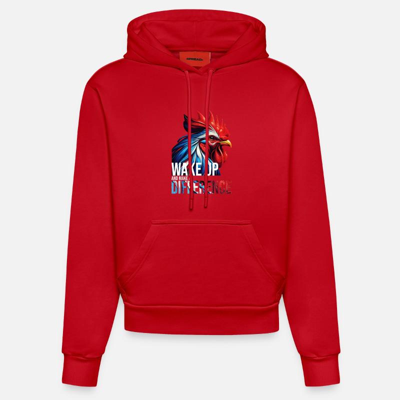 RÉVEILLEZ-VOUS ET FAITES LA DIFFÉRENCE-DB - Sweat à capuche bio ajusté fabriqué en UE - rouge