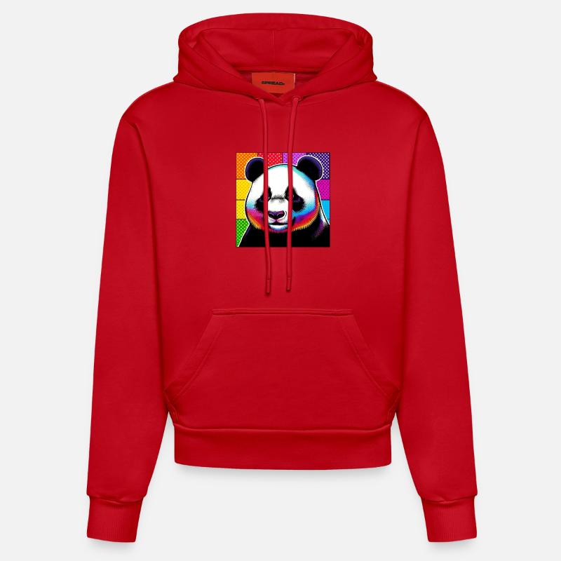 panda - Sweat à capuche bio ajusté fabriqué en UE - rouge
