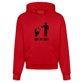 Arrêtez la merde ! (Cannabis / Marijuana / Chanvre / B) - Sweat à capuche bio ajusté fabriqué en UE - rouge - Devant