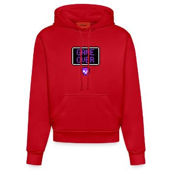 Game Over Totenkopf Pixel Art - Organic Fitted Hoodie Made in EU - Rot - Vorne