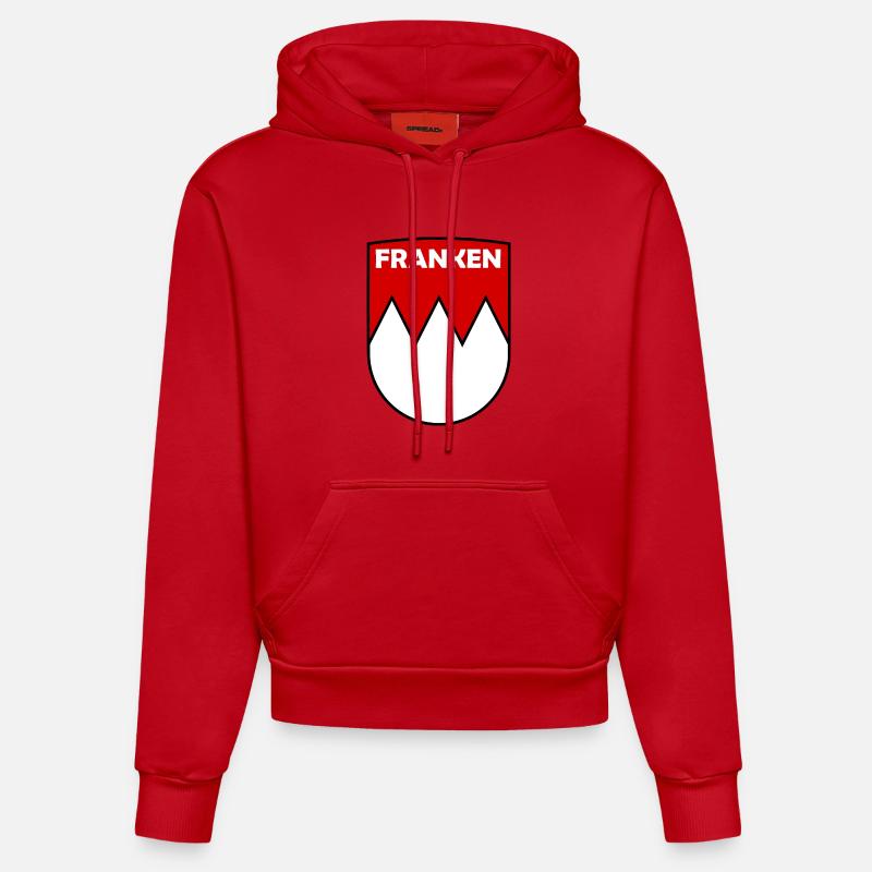 Franken Crest Logo - Sweat à capuche bio ajusté fabriqué en UE - rouge