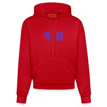 40. 40 YEARS. 40th ANNIVERSARY. 40TH ANNIVERSARY. - Organic Fitted Hoodie Made in EU - red - Front