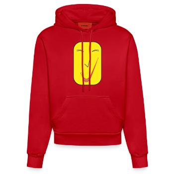Fine smile SQ. - Organic Fitted Hoodie Made in EU - red - Front