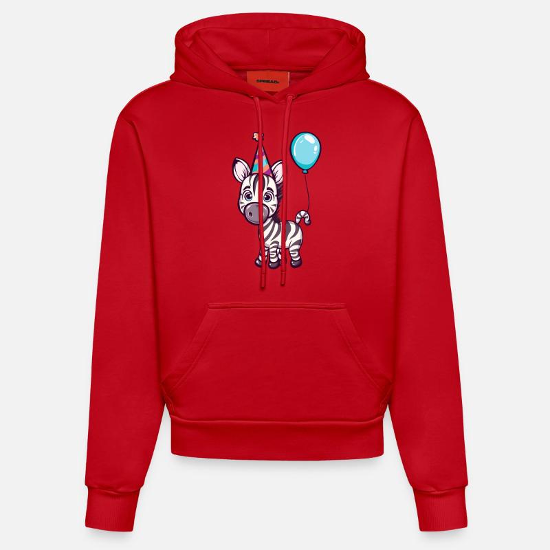 Zèbre Anniversaire Bébé - Sweat à capuche bio ajusté fabriqué en UE - rouge