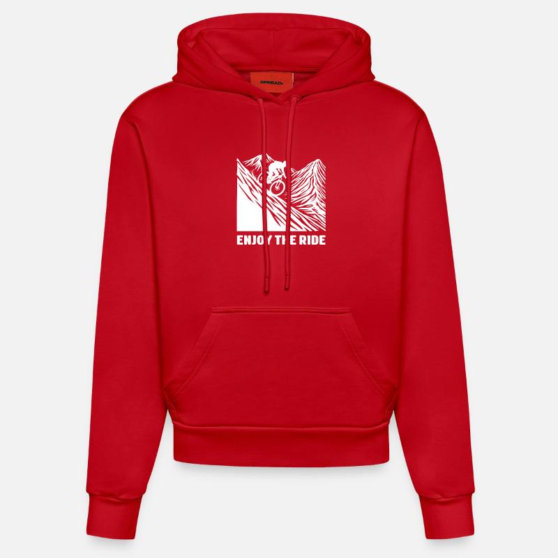 VTT - Profitez de la balade - Sweat à capuche bio ajusté fabriqué en UE - rouge