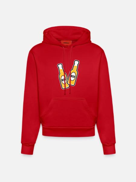 2 Bierflaschen (Bier / POS 3C) - Organic Fitted Hoodie Made in EU - Rot