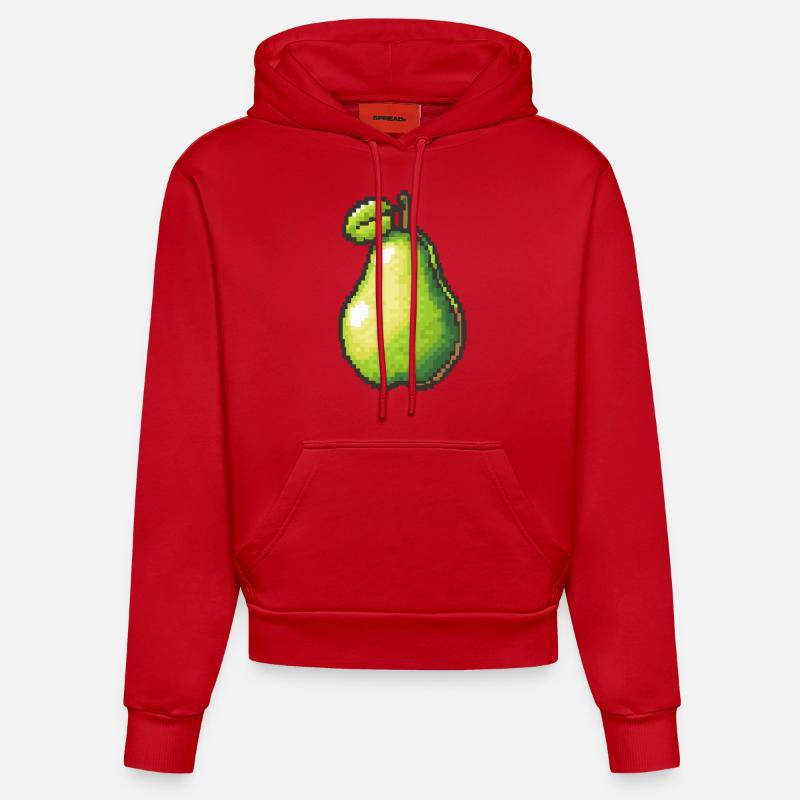 Icône de pixel d’ampoule - Sweat à capuche bio ajusté fabriqué en UE - rouge