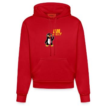 Penguin To Actually Funny Nerd Smartass Logo - Organic Fitted Hoodie Made in EU - red - Front