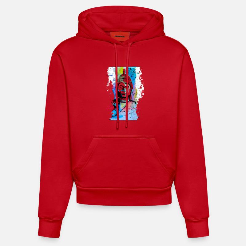 Puissance silencieuse du Bouddha - Sweat à capuche bio ajusté fabriqué en UE - rouge