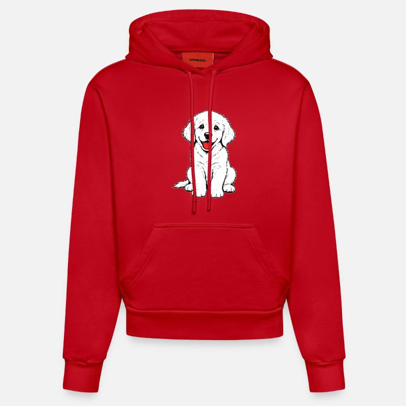 Golden_Retriever_Welpen_sitzend_weiss - Sweat à capuche bio ajusté fabriqué en UE - rouge
