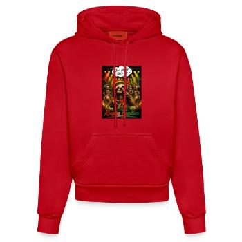 Ragga Faultier – Just Gimme Sloth Life Reggae - Organic Fitted Hoodie Made in EU - Rot - Vorne