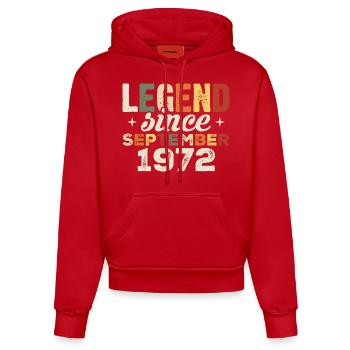 Légendaire depuis septembre 1972 Anniversaire Septembre - Sweat à capuche bio ajusté fabriqué en UE - rouge - Devant