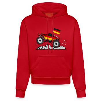 Monster Truck Germany Flag - Organic Fitted Hoodie Made in EU - red - Front