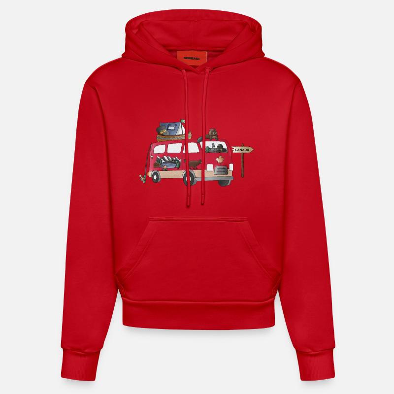 Into_Canada_Wild_Camper - Sweat à capuche bio ajusté fabriqué en UE - rouge