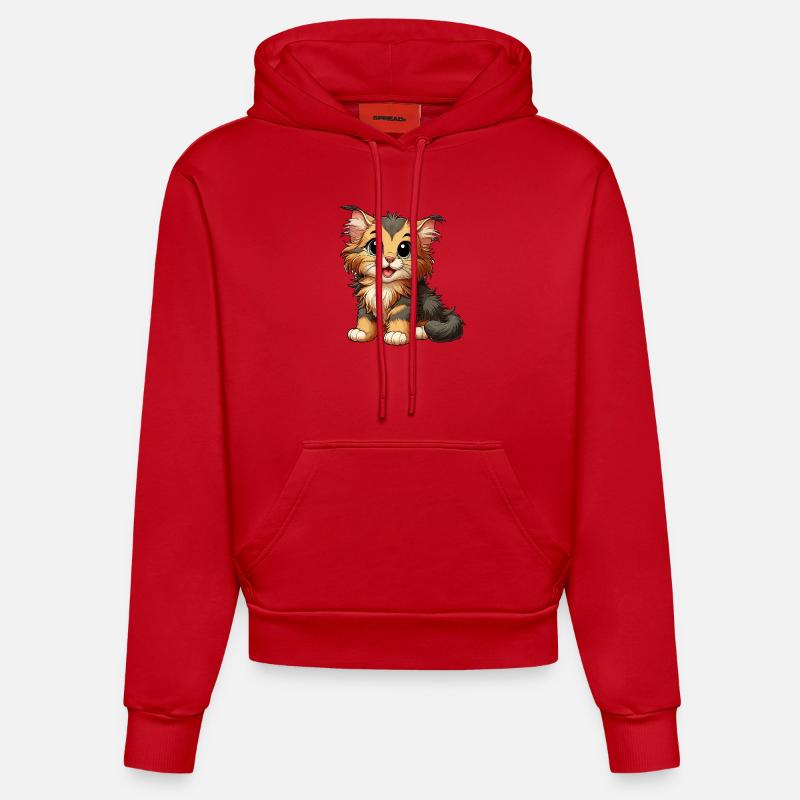 Bébé chat Main Coon - Sweat à capuche bio ajusté fabriqué en UE - rouge