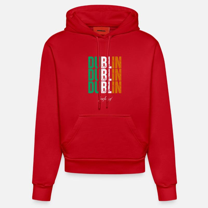 Dublin Irlande, souvenir de Dublin - Sweat à capuche bio ajusté fabriqué en UE - rouge