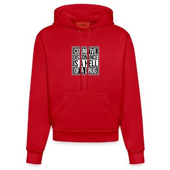 La dissonance cognitive est un sacré dicton. - Sweat à capuche bio ajusté fabriqué en UE - rouge - Devant