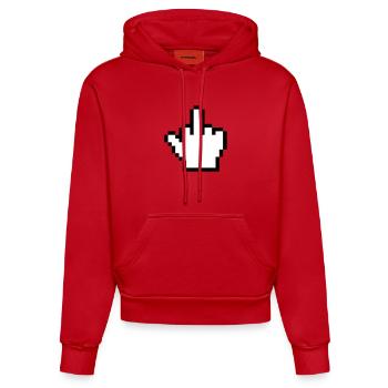 Maushand Mittelfinger Mauszeiger - Organic Fitted Hoodie Made in EU - Rot - Vorne
