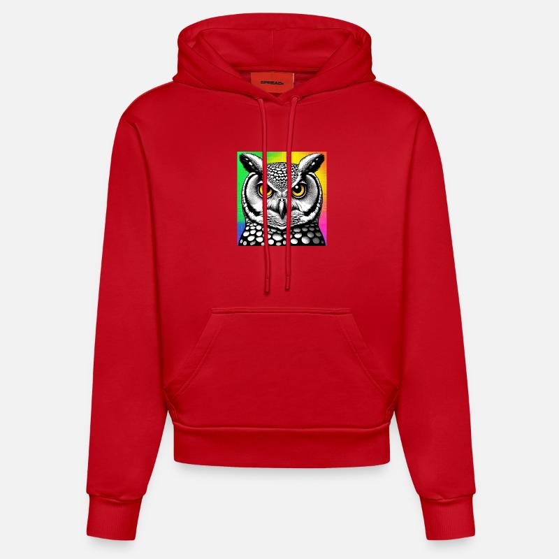 hibou - Sweat à capuche bio ajusté fabriqué en UE - rouge
