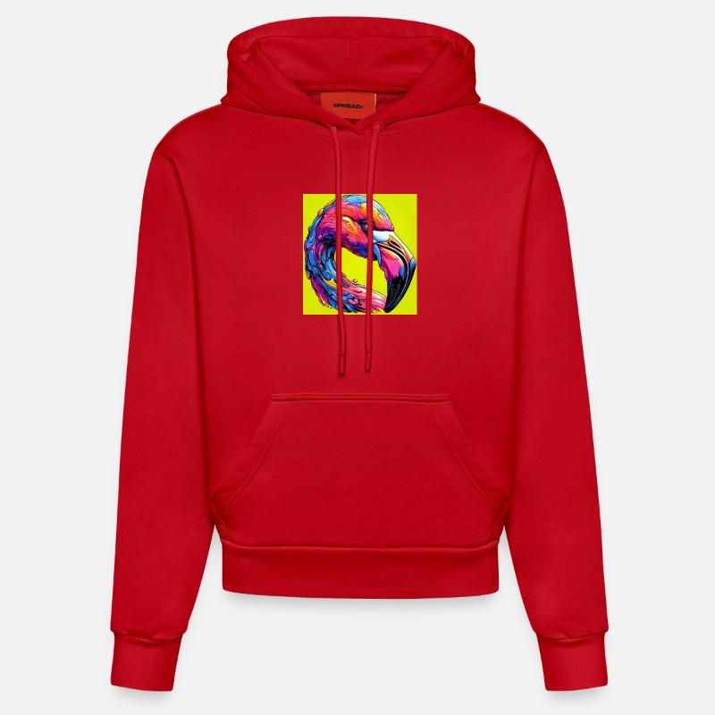 Flamant - Sweat à capuche bio ajusté fabriqué en UE - rouge