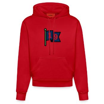 Loch 19 Golffahne Golfclub Herrenausflug Bier - Organic Fitted Hoodie Made in EU - Rot - Vorne
