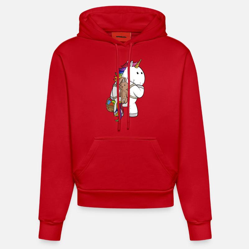 Oster Comic Einhorn - Organic Fitted Hoodie Made in EU - Rot
