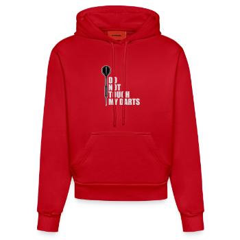 Do Not Touch My Darts Warning Darts Player Humor - Organic Fitted Hoodie Made in EU - red - Front