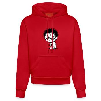 Student Coffee Fatigue Blank Gaze Manga - Organic Fitted Hoodie Made in EU - red - Front
