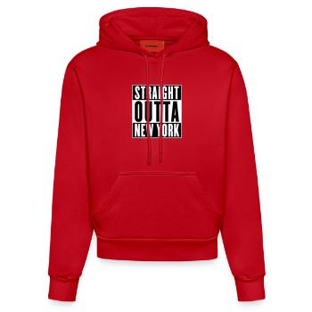 Straight outta New York (changeable colors) - Organic Fitted Hoodie Made in EU - red - Front