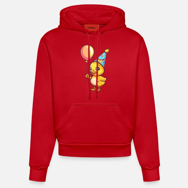 Canard Anniversaire Bébé - Sweat à capuche bio ajusté fabriqué en UE - rouge