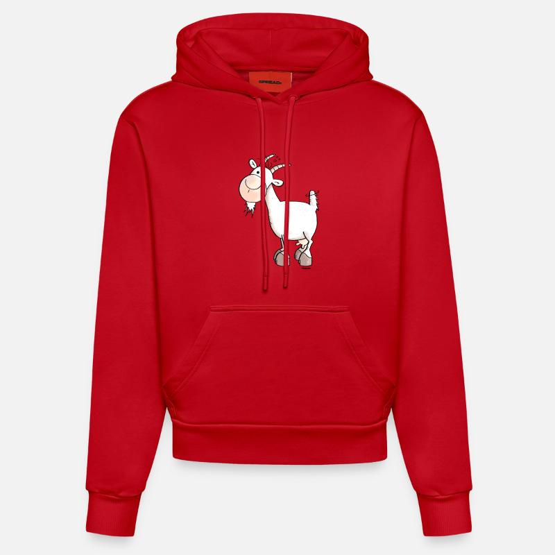 Chèvre - Capra - Caprinés - Sweat à capuche bio ajusté fabriqué en UE - rouge
