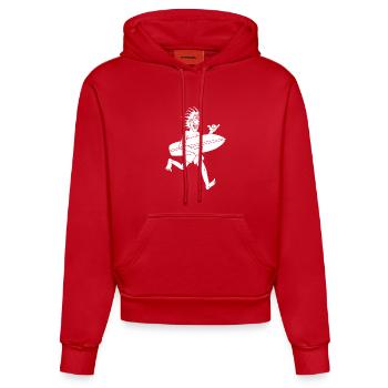 Impatient surfer (white) - Organic Fitted Hoodie Made in EU - red - Front
