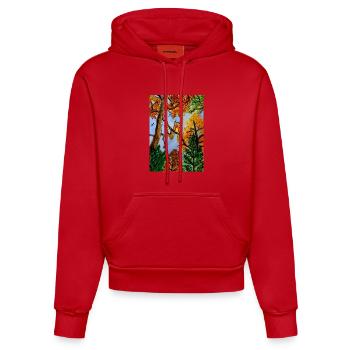 EG Flowers I Autumn I Gift I Colorful I Owl - Organic Fitted Hoodie Made in EU - red - Front