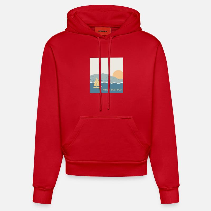 Vent Soleil Plaisir Navigation Rêve - Sweat à capuche bio ajusté fabriqué en UE - rouge