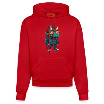 Dinosaurier triceratops Cool Comic - Organic Fitted Hoodie Made in EU - Rot - Vorne
