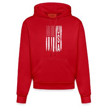 Drapeau des États-Unis - Cadeau - Sweat à capuche bio ajusté fabriqué en UE - rouge - Devant