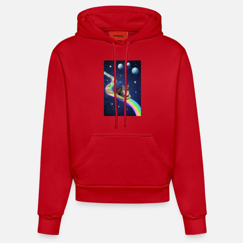 Chat mignon dans l’espace - Sweat à capuche bio ajusté fabriqué en UE - rouge