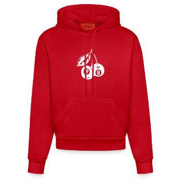 8-Kugel Kirschen Kreativ Minimalistisch - Organic Fitted Hoodie Made in EU - Rot - Vorne
