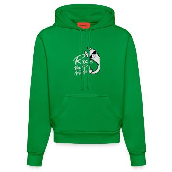 Rage Bait Llama Alpaca Sunglasses Middle Finger - Organic Fitted Hoodie Made in EU - City Green - Front