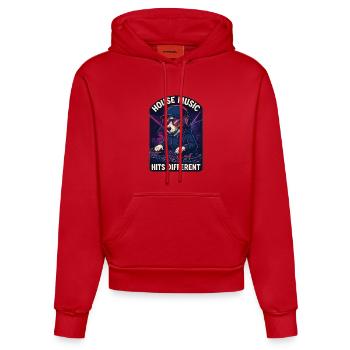 Jack Russell Terrier DJ Turntables House Gift - Organic Fitted Hoodie Made in EU - red - Front