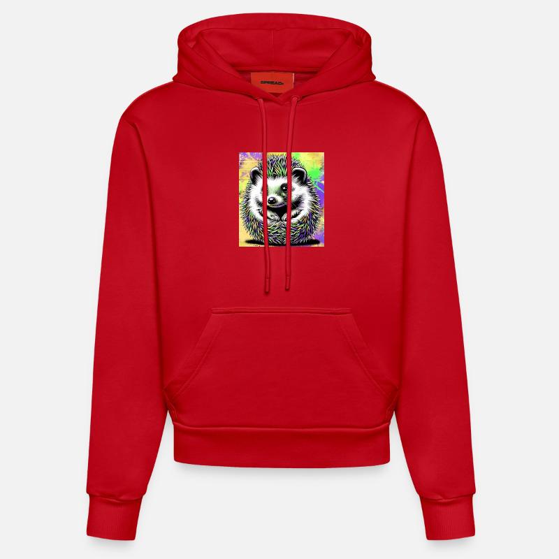 hérisson - Sweat à capuche bio ajusté fabriqué en UE - rouge