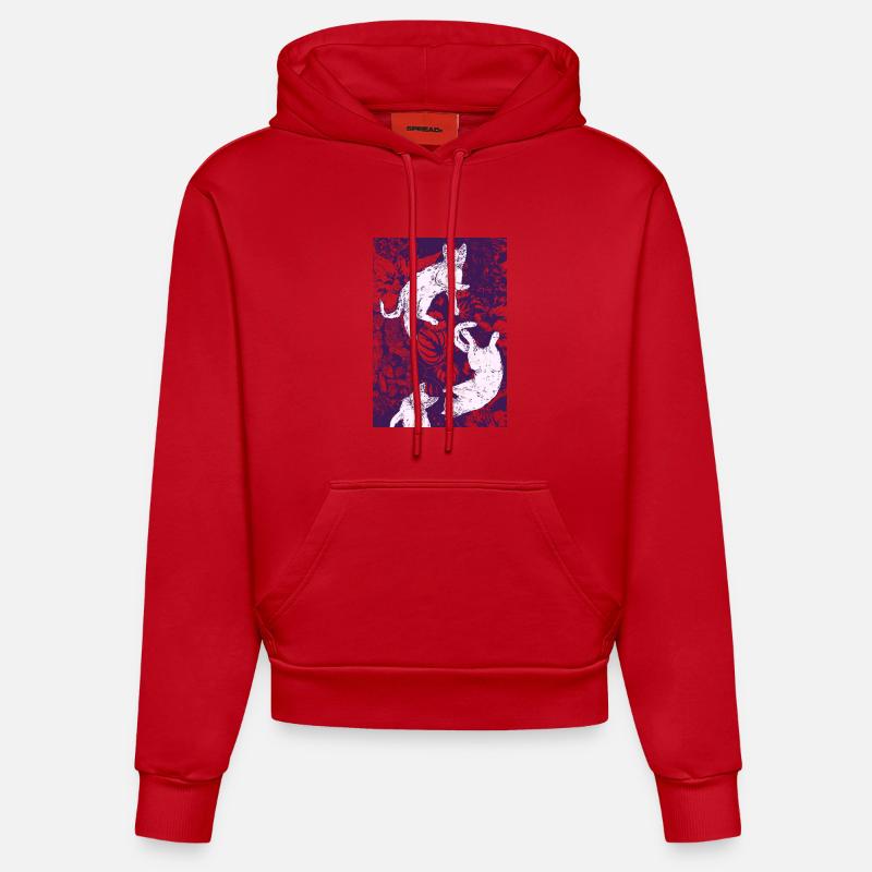 THREE WHITE KITTENS - Organic Fitted Hoodie Made in EU - red
