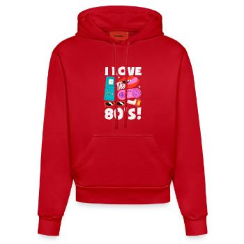 Retro Back to the 80s Vintage Design - Organic Fitted Hoodie Made in EU - Rot - Vorne