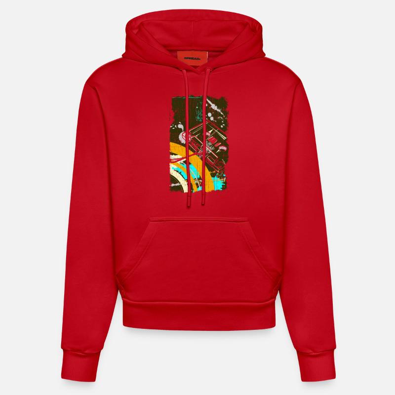 La musique c'est la vie - Sweat à capuche bio ajusté fabriqué en UE - rouge