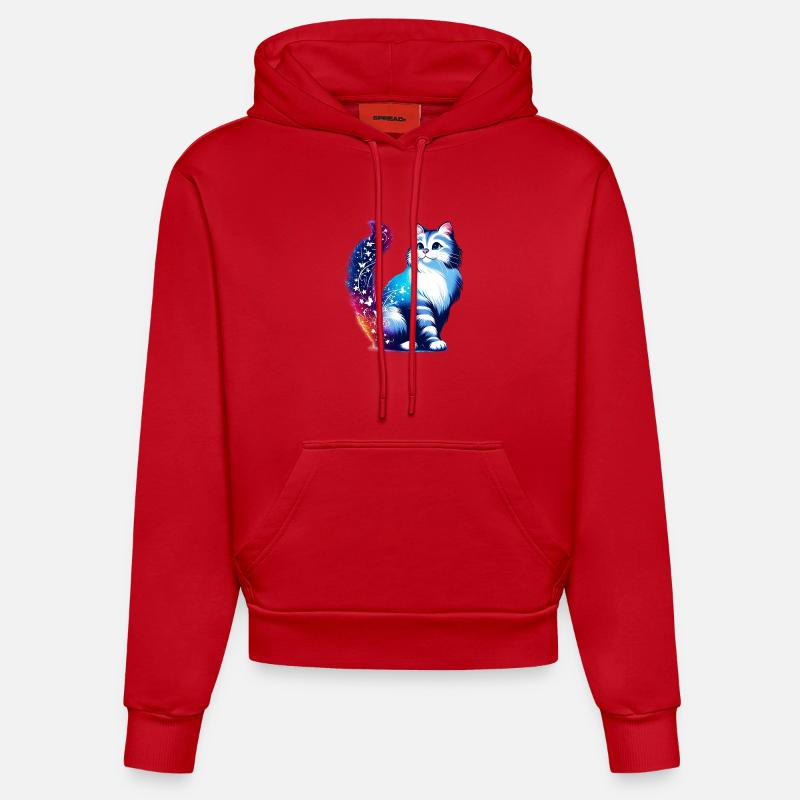 Chat - Sweat à capuche bio ajusté fabriqué en UE - rouge